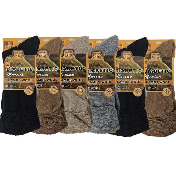 iBerryNY Other - Merino Lamb Wool Diabetic Socks, Men Women, Warm Winter Sock Size 10-13, 6-Pack